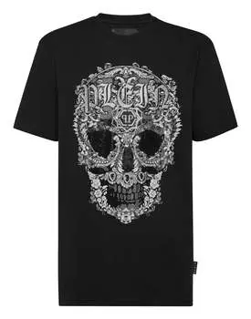 Футболка с круглым вырезом SS Baroque Skull PHILIPP PLEIN, черный