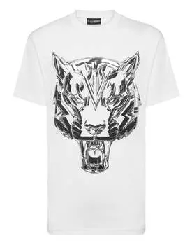 Футболка с круглым вырезом SS Chrome Tiger PLEIN SPORT, белый