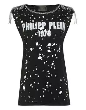 Футболка с круглым вырезом SS Destroyed PHILIPP PLEIN, черный