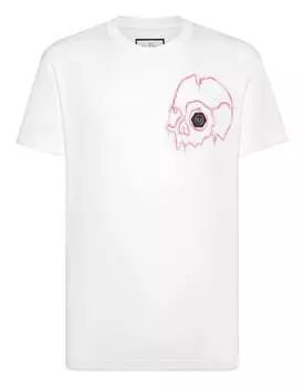 Футболка с круглым вырезом SS Dripping Skull PHILIPP PLEIN, белый