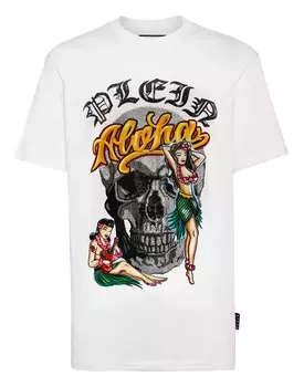 Футболка с круглым вырезом SS Гавайи Philipp Plein, белый
