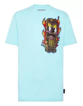 Футболка с круглым вырезом SS Гавайи Philipp Plein, цвет Light Blue