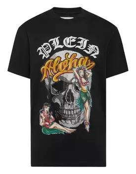 Футболка с круглым вырезом SS Гавайи Philipp Plein, черный
