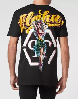 Футболка с круглым вырезом SS Гавайи Philipp Plein, черный