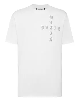 Футболка с круглым вырезом SS Gothic Plein с кристаллами Philipp Plein, цвет White/Crystal