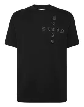 Футболка с круглым вырезом SS Gothic Plein с кристаллами Philipp Plein, цвет Black / Black