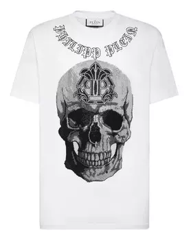 Футболка с круглым вырезом SS Готический баннер Philipp Plein, белый