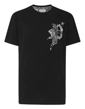 Футболка с круглым вырезом SS Paisley Gothic Plein PHILIPP PLEIN, черный/белый