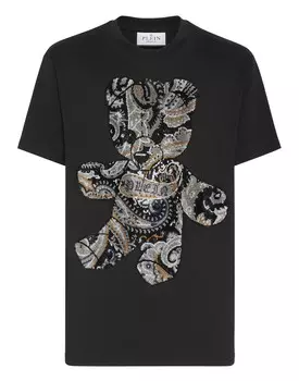 Футболка с круглым вырезом SS Paisley Teddy Bear Philipp Plein, цвет Black / White