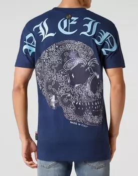 Футболка с круглым вырезом SS Пейсли Череп Philipp Plein, цвет Dark Blue