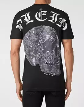 Футболка с круглым вырезом SS Пейсли Череп Philipp Plein, цвет Black / White