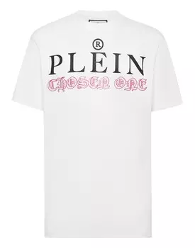 Футболка с круглым вырезом SS Philipp Plein TM, цвет White/Fuxiafluo