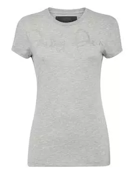 Футболка с круглым вырезом SS PHILIPP PLEIN, цвет grey+crystal