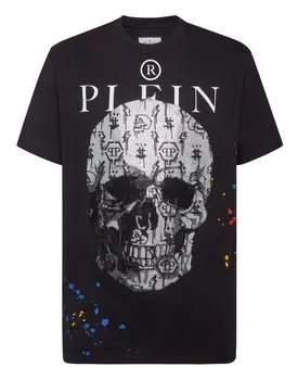 Футболка с круглым вырезом SS с кристаллами Philipp Plein, цвет Black / White