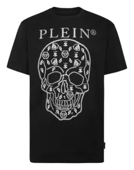 Футболка с круглым вырезом SS с кристаллами Philipp Plein, цвет Black / White