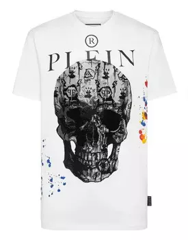 Футболка с круглым вырезом SS с кристаллами Philipp Plein, цвет White / Black