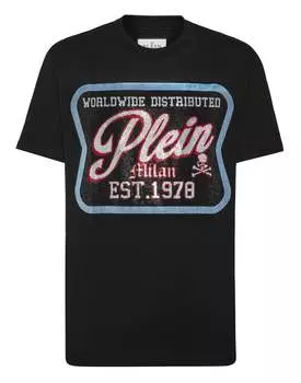 Футболка с круглым вырезом SS с нашивкой PHILIPP PLEIN, черный