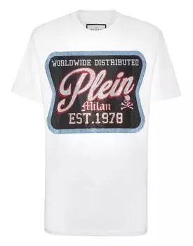 Футболка с круглым вырезом SS с нашивкой PHILIPP PLEIN, белый