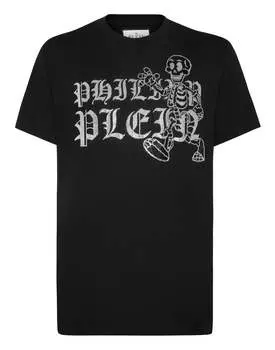 Футболка с круглым вырезом SS Skeleton PHILIPP PLEIN, черный