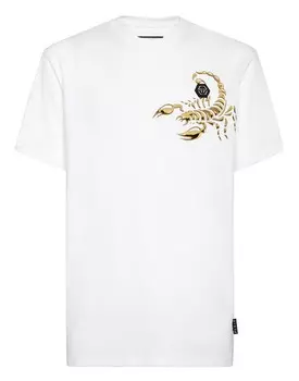 Футболка с круглым вырезом SS Скорпион Philipp Plein, белый