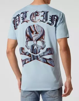 Футболка с круглым вырезом SS Skull&Bones Philipp Plein, цвет Light Blue