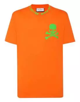 Футболка с круглым вырезом SS Skull&Bones PHILIPP PLEIN, цвет orange fluo
