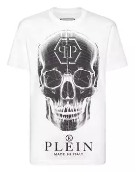 Футболка с круглым вырезом SS Skull PHILIPP PLEIN, белый