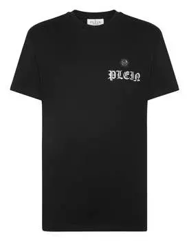 Футболка с круглым вырезом SS со стразами Skull&Bones PHILIPP PLEIN, черный