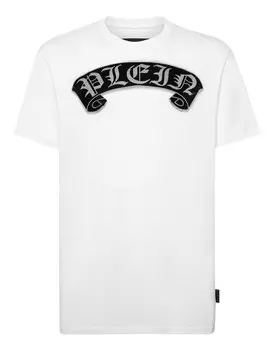 Футболка с круглым вырезом SS Stones Gothic Plein с кристаллами Philipp Plein, белый