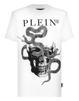 Футболка с круглым вырезом SS Stones Snake PHILIPP PLEIN, белый