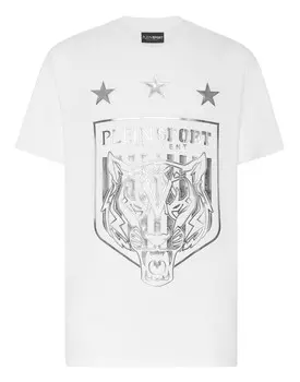 Футболка с круглым вырезом SS Tiger Crest Edition Plein Sport, цвет White/Silver