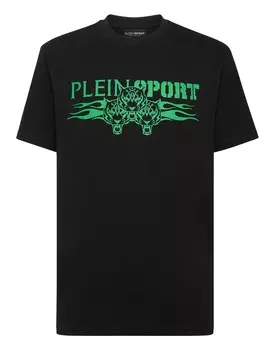 Футболка с круглым вырезом SS Tiger Plein Sport, цвет Black+Green Fluo
