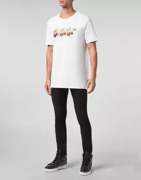 Футболка с круглым вырезом СС Вишня Philipp Plein, белый