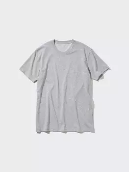Футболка с круглым вырезом сухого цвета Uniqlo, серый