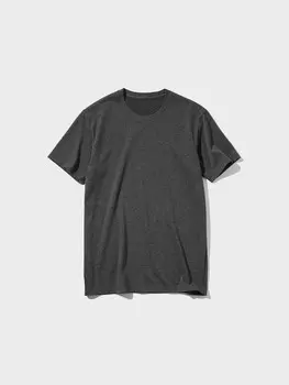 Футболка с круглым вырезом сухого цвета Uniqlo, серый
