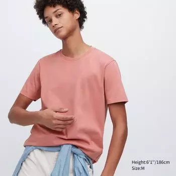 Футболка с круглым вырезом Supima Uniqlo, розовый