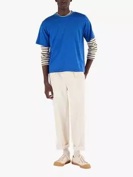 Футболка с круглым вырезом свободного кроя из шерсти мериноса John Smedley, цвет Jay Blue/English Plum