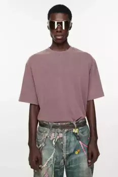 Футболка с круглым вырезом - Свободный крой унисекс Acne Studios, Plum purple
