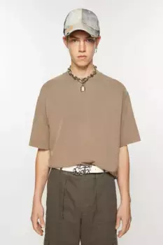 Футболка с круглым вырезом - Свободный крой унисекс Acne Studios, Taupe Brown