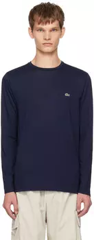 Футболка с круглым вырезом темно-синего цвета Lacoste