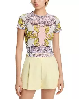 Футболка с круглым вырезом Tess из сетчатой ткани Alice and Olivia, мультиколор