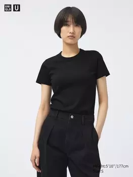 Футболка с круглым вырезом Uniqlo, черный