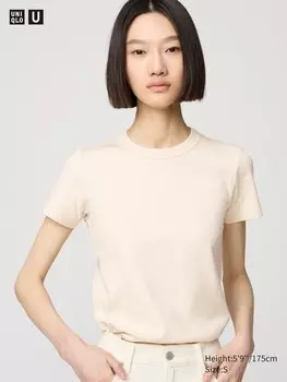 Футболка с круглым вырезом Uniqlo, цвет 30 бежевый