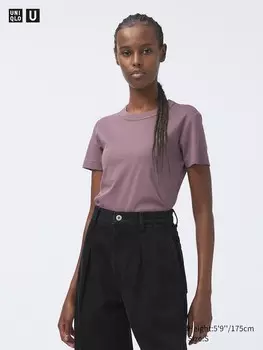 Футболка с круглым вырезом Uniqlo, фиолетовый