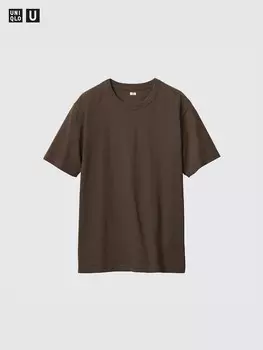 Футболка с круглым вырезом Uniqlo, коричневый