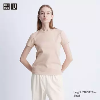 Футболка с круглым вырезом UNIQLO, розовый