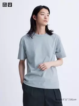 Футболка с круглым вырезом Uniqlo, синий