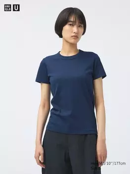 Футболка с круглым вырезом Uniqlo, синий