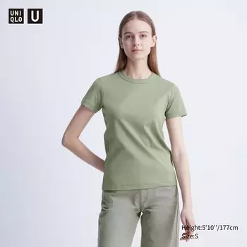 Футболка с круглым вырезом UNIQLO, зеленый