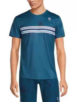 Футболка с круглым вырезом в марсианскую полоску K-Swiss, темно-синий